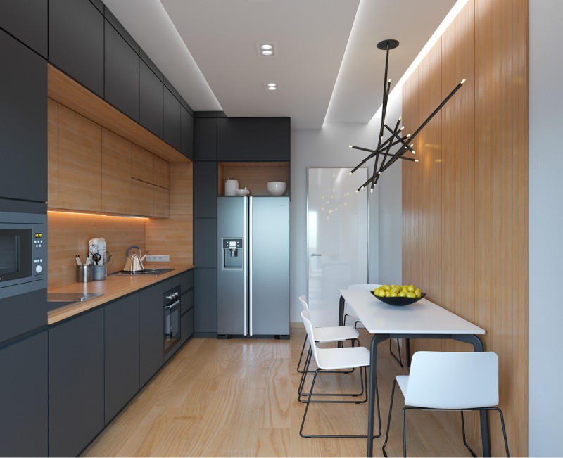 High-tech style kitchen interior