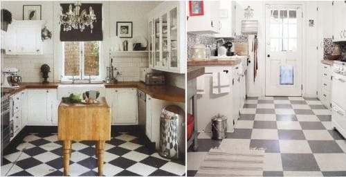 Checkerboard floor tiles