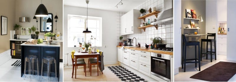 De kleur van de wanden in de keuken in de Scandinavische stijl
