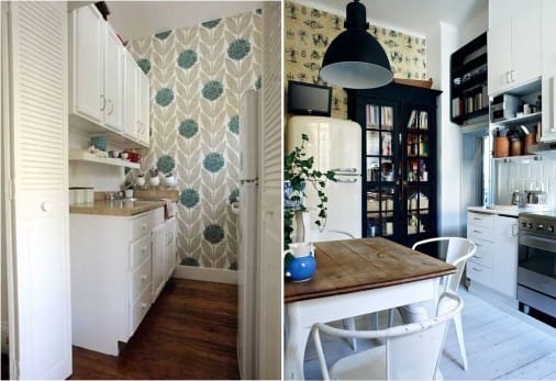Giấy dán tường trong nội thất nhà bếp theo phong cách Scandinavia