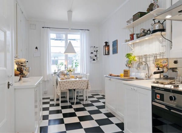Tiles in the interior of the Scandinavian cuisine