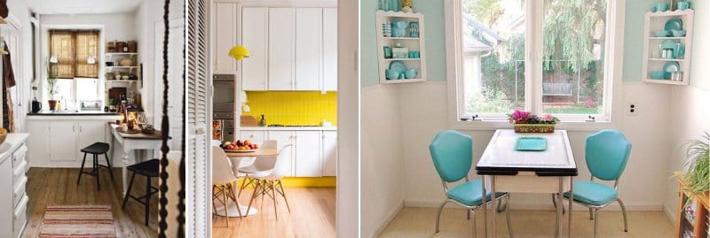 Dwa aktywne kolory w małej kuchni