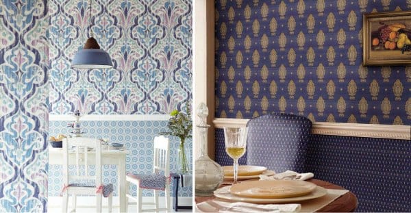 Horizontal combination of wallpaper in the kitchen