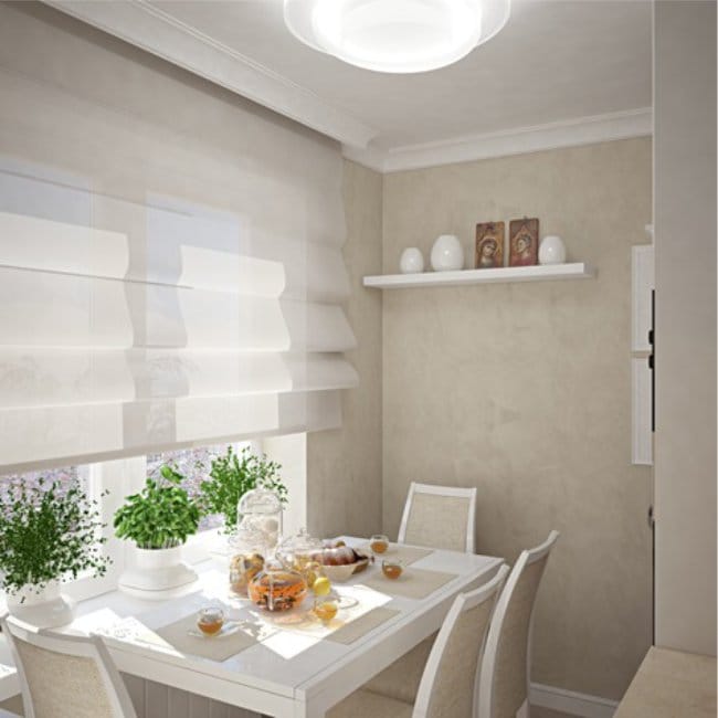 Progetto di design di una piccola cucina bianca in stile moderno