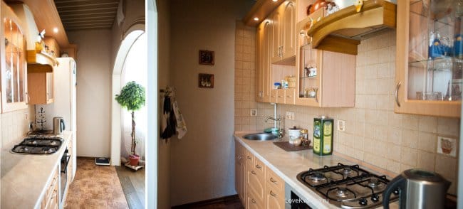 Ristrutturare una piccola cucina con un arco - vista della cucina