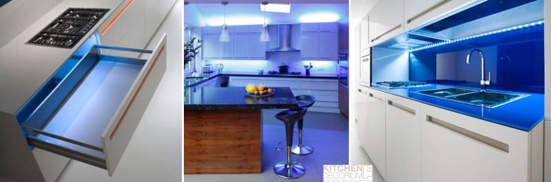 Blue kitchen lighting