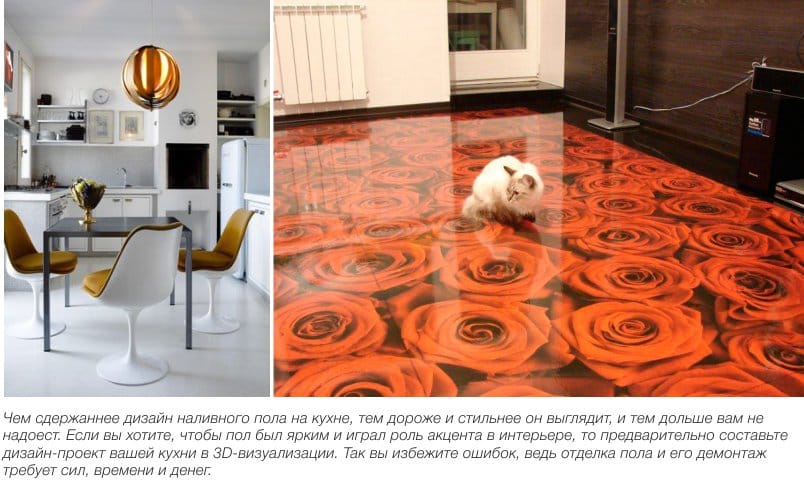 Design af selvnivellerende gulv i køkkenet