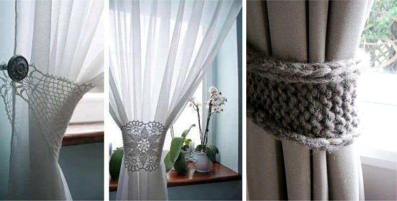 Ideas knitted holders for curtains