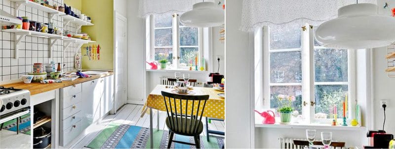 Korte gardiner i form av en lambrequin i skandinavisk stil