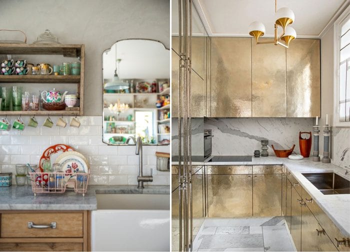 Marble countertop in the kitchen in retro and modern style
