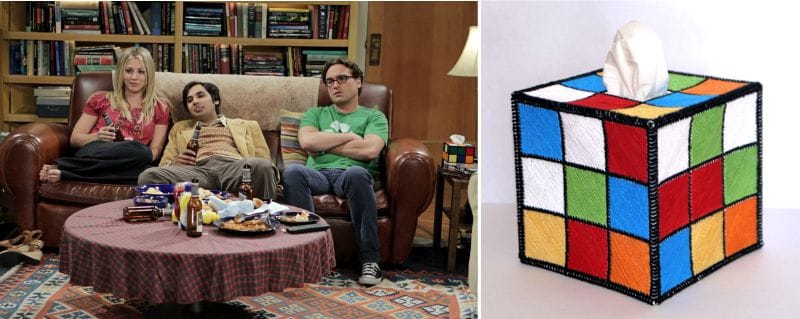 Rubikova kocka v obývacej izbe Leonarda a Sheldona