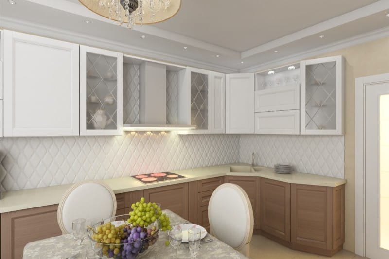 Kitchen with semi power cabinet in the house of series П-44Т
