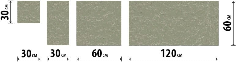 Størrelser av porselen steinvare gulvfliser
