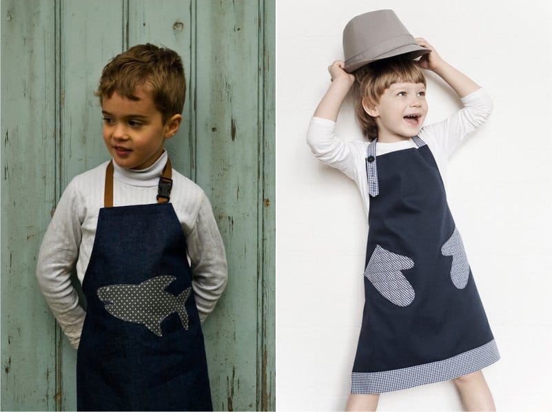 Children's apron for the boy with applications