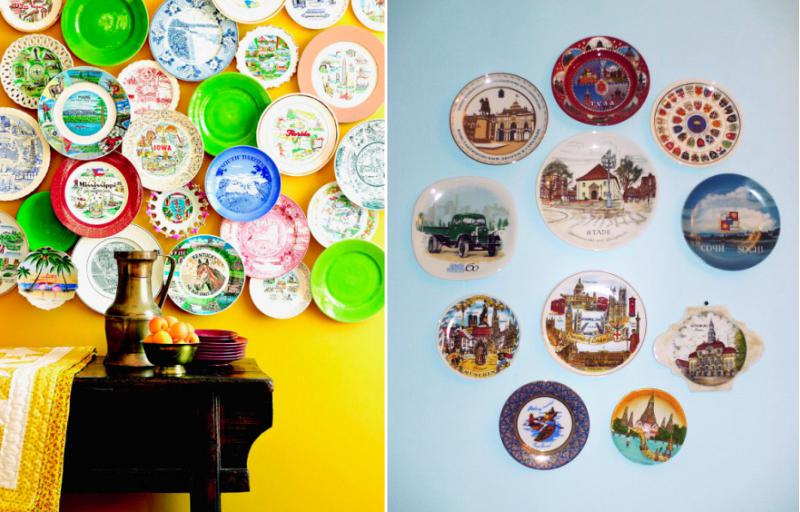 A collection of plates brought from travel