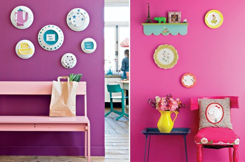 Bright plates on the bright wall