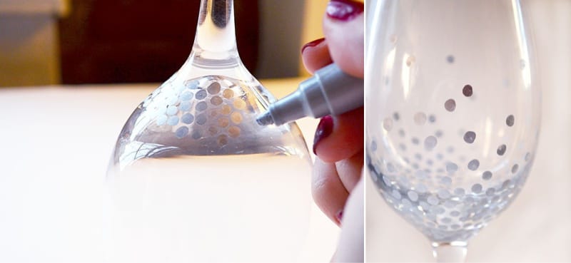Pintar vasos con un marcador sobre vidrio y cerámica.