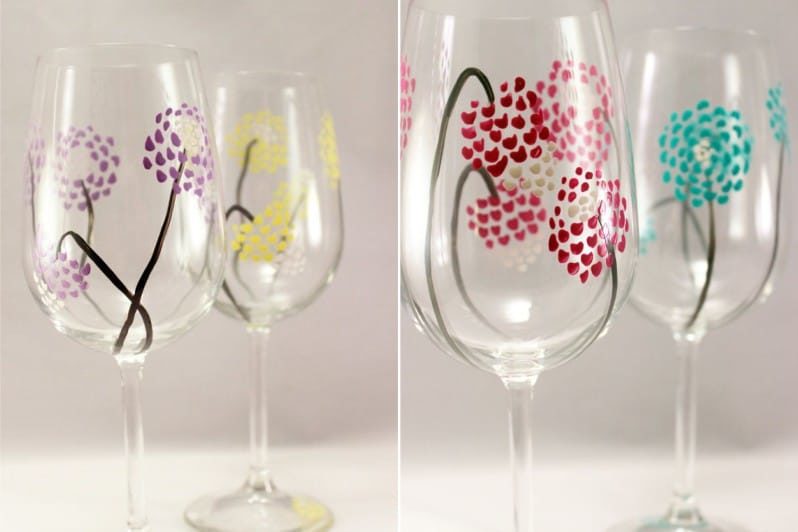Painting of glasses - floral motifs