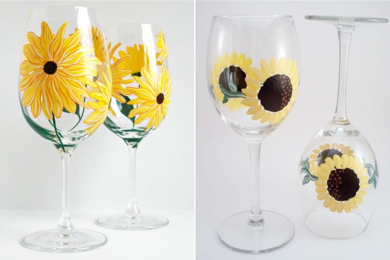 Het schilderen van glazen - zonnebloemen