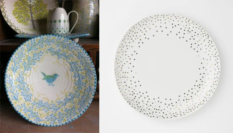Dot painting of ceramic plates