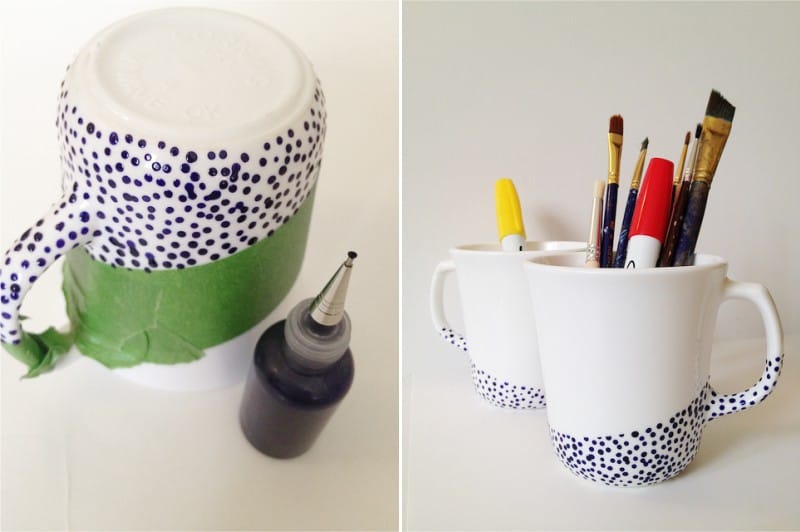 Poseu tasses de pintura amb cinta adhesiva