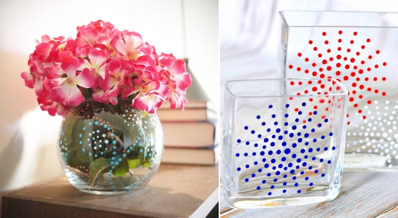 Ideas spot painting a glass vase