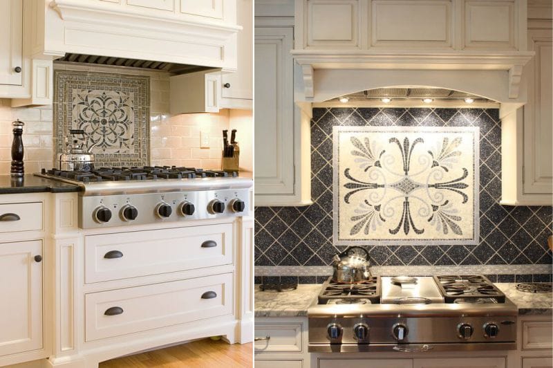Mutfak önlüğü üzerindeki mozaik panel