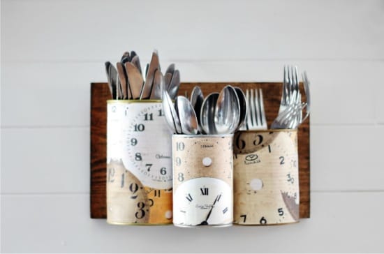 Stand for storing cutlery from cans