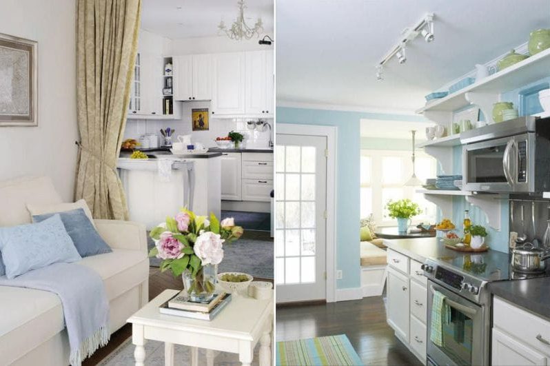 Màu xanh lá cây và màu xanh trong nội thất của nhà bếp