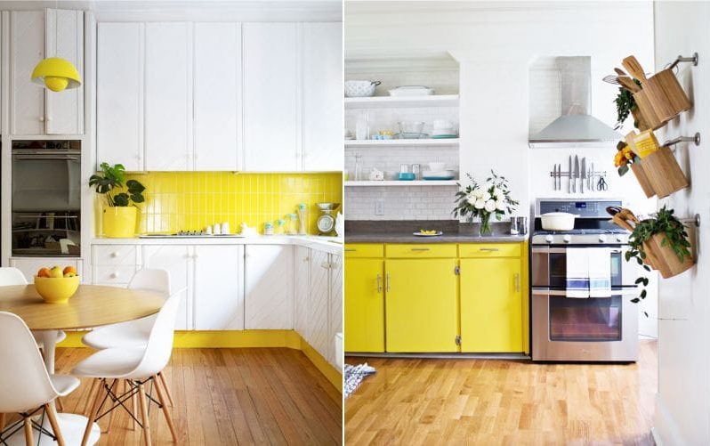 Жълта и бяла кухня