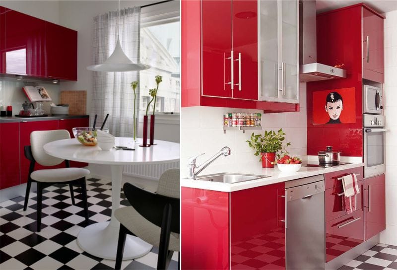 Rødt kjøkken i stil med popkunst