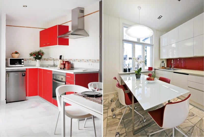 Cucina rossa e bianca