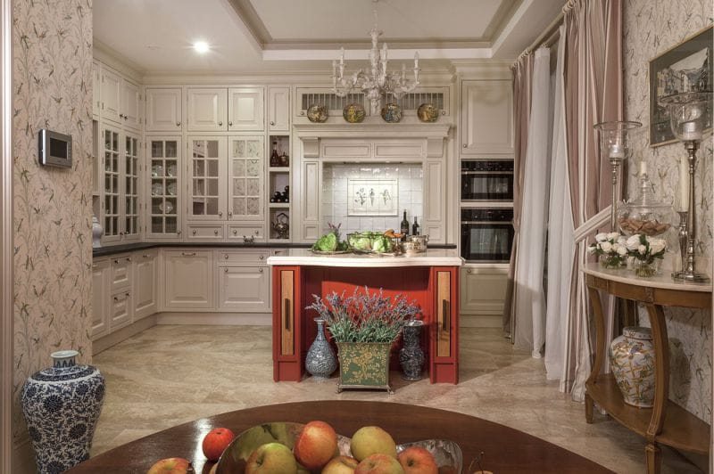Red-beige Provence style kitchen