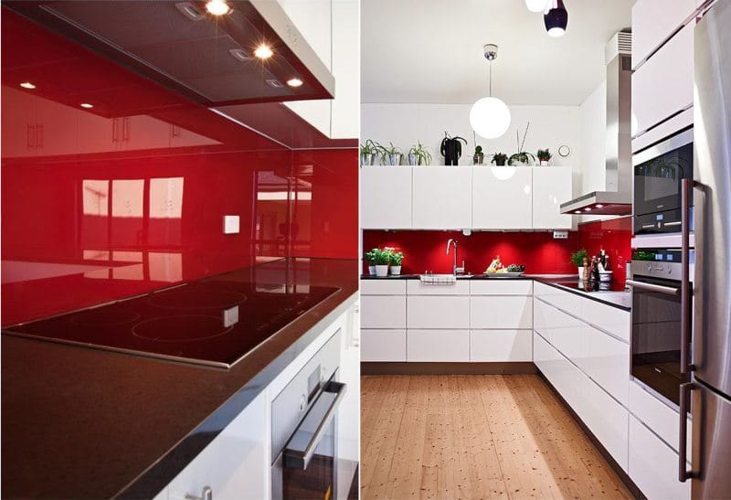 Rødt forklæde og hvidt køkken