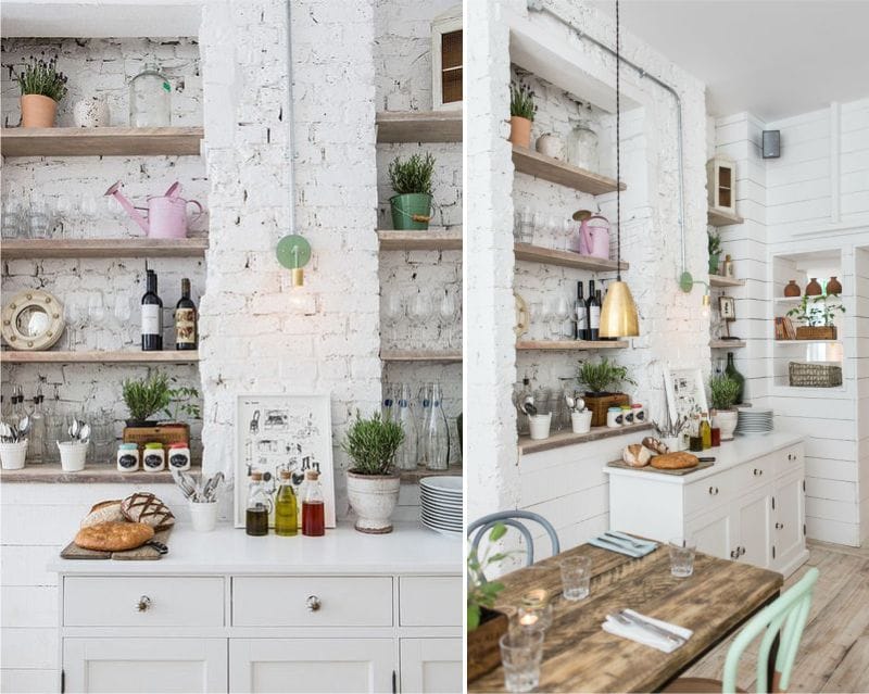 Отворене полице у кухињи у стилу кафића