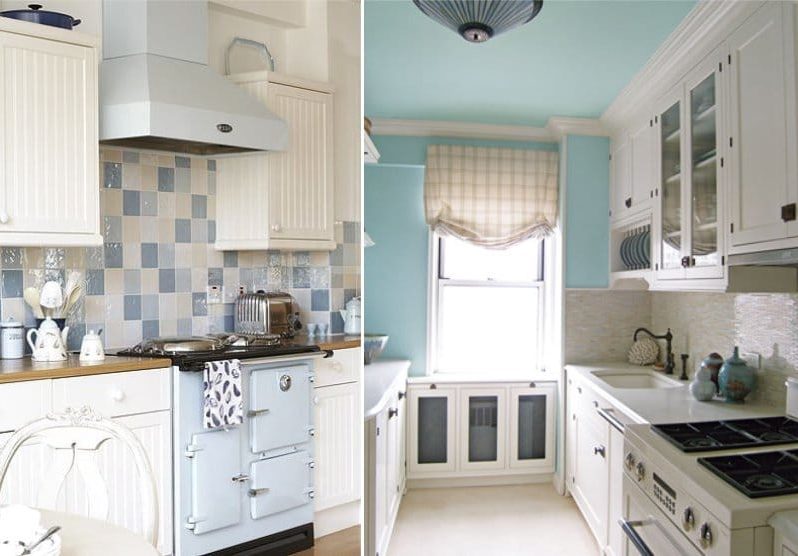 Бяла и синя кухня в стил Прованс