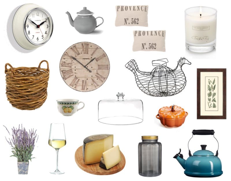 Decor and accessories for the kitchen in the style of a French cafe