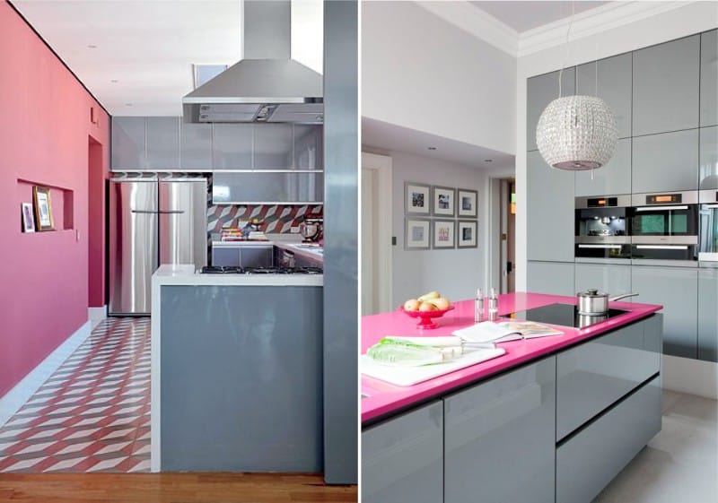 Gray-pink kitchen