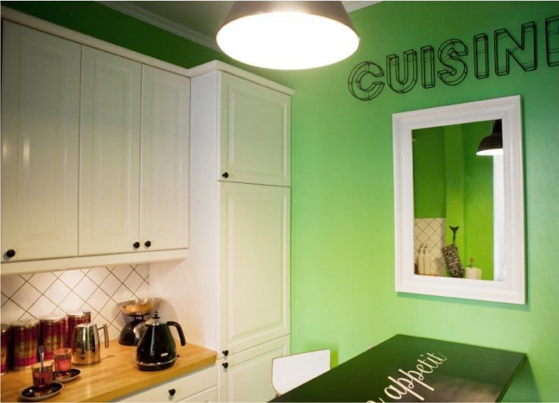 Cafe style green kitchen