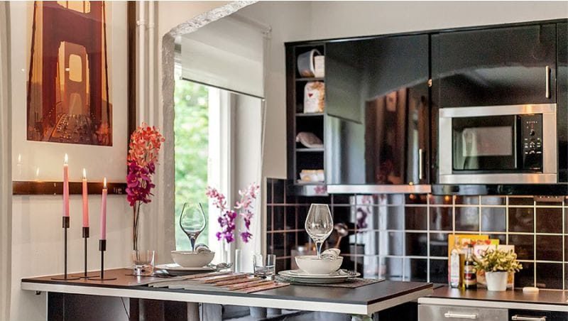 Anglický oblouk v interiéru kuchyně - obývací pokoj