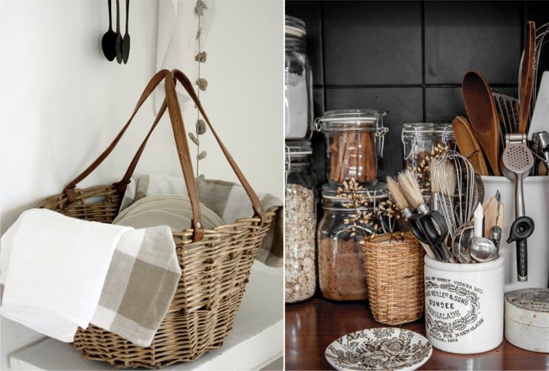 Ideas for using baskets in the kitchen