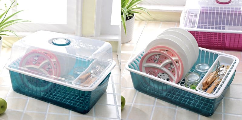 Tabletop dish dryer with lid