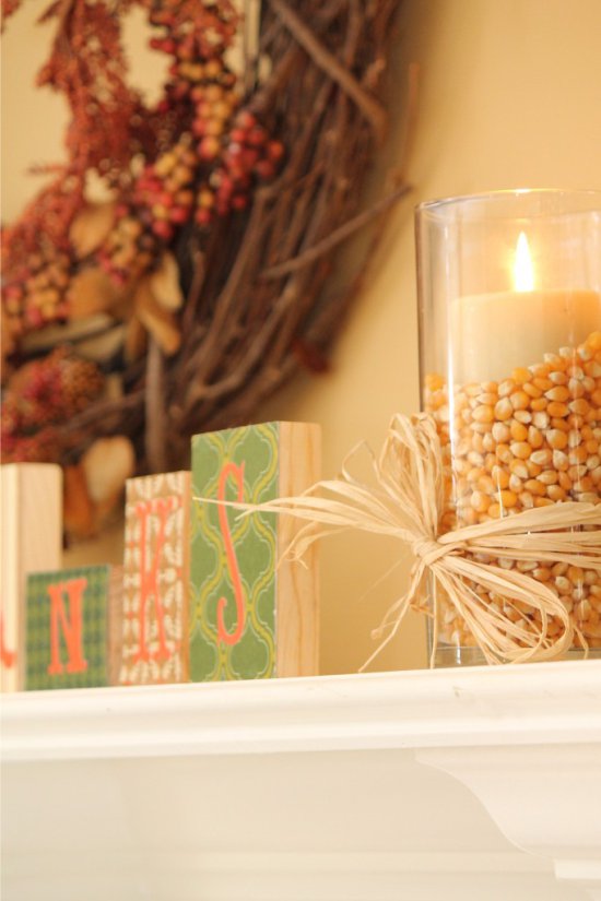 Candlesticks for autumn interior decoration