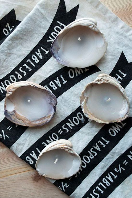 Seashell mini stearinlys