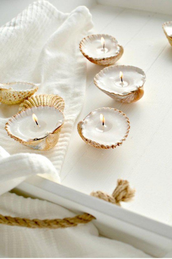 Seashell mini stearinlys