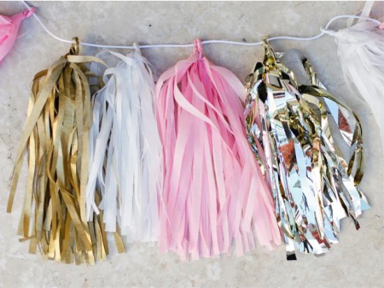 Paper tassels on the garland