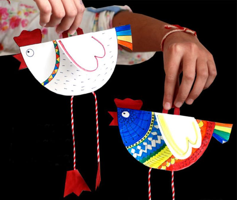 Children's crafts in the form of cockerels