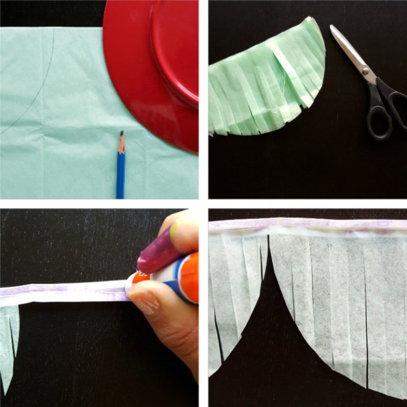 Making a garland with fringe