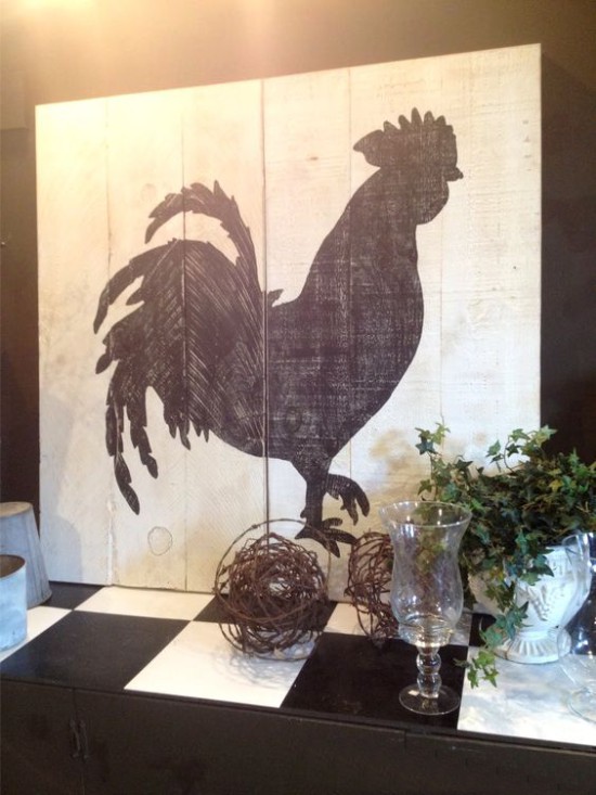 Panel dengan siluet ayam jantan