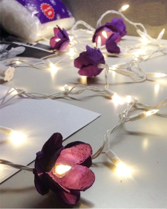 Guirlanda de LED com flores